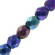 Czech Fire polished faceted glass beads 4mm Jet blue iris